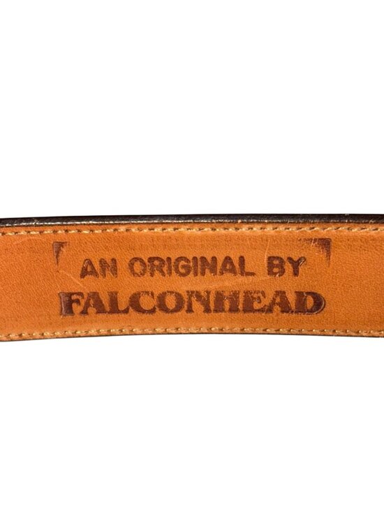 Vintage Falconhead Brown Leather Silver Belt Sz 34 Original Embossed Snakeskin main image 7